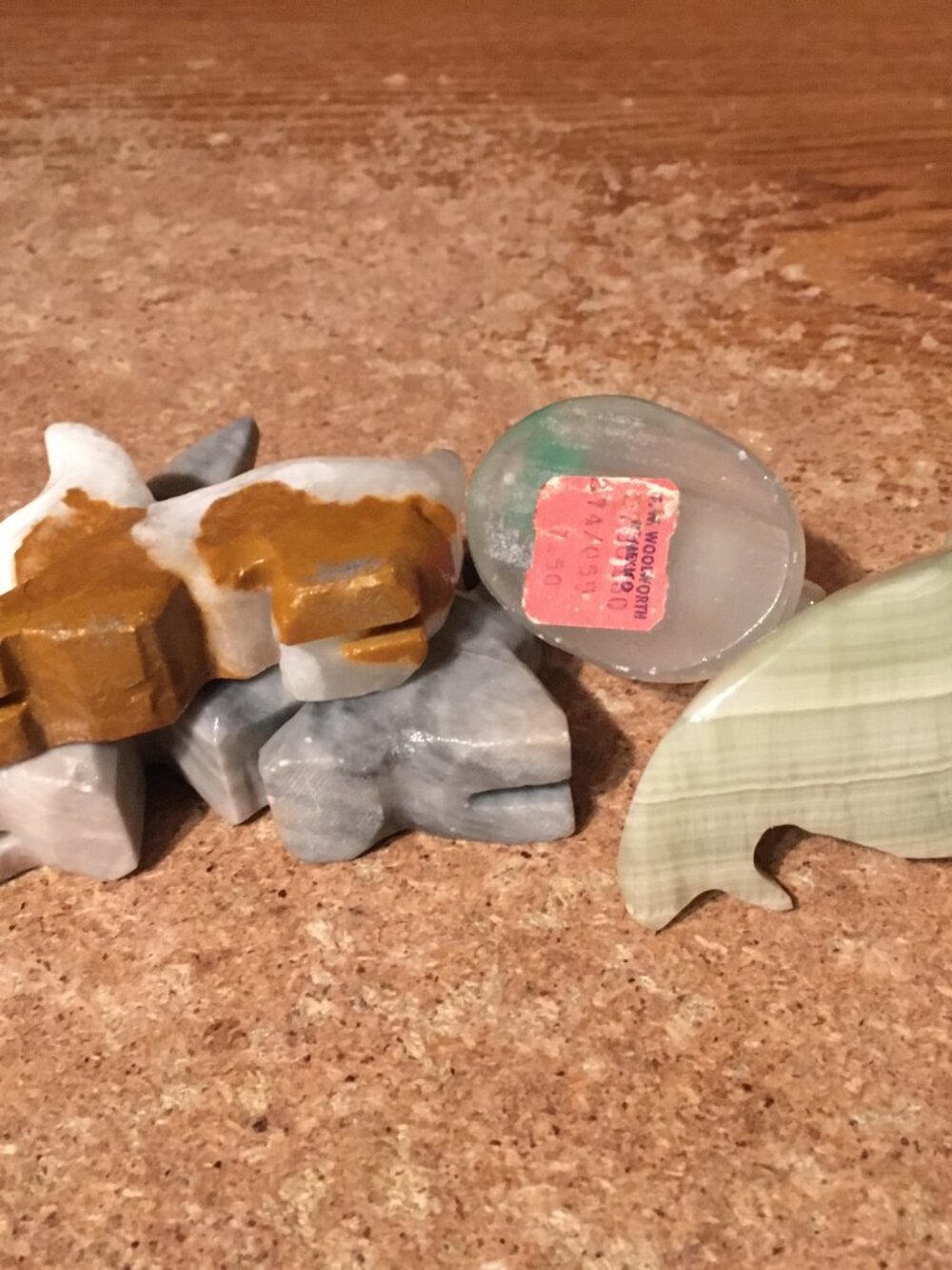 LOT OF 4 ONYX ALABASTER FIGURES RABBIT SEAL DONKEY AND CACTUS - Picture 9 of 10